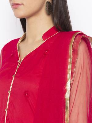 Maroon Embroidered Faux Net Salwar 4