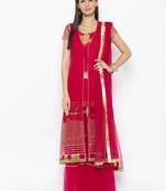 Maroon Embroidered Faux Net Salwar