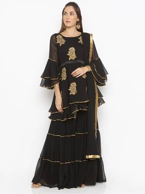 Black Embroidered Georgette Salwar 1