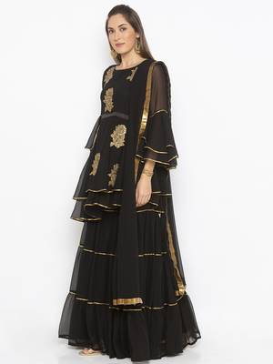 Black Embroidered Georgette Salwar 2