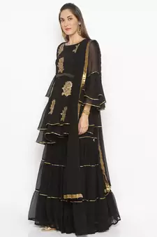Black Embroidered Georgette Salwar