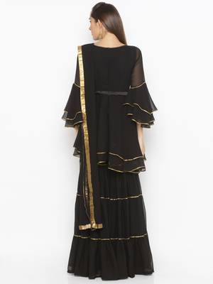Black Embroidered Georgette Salwar 3