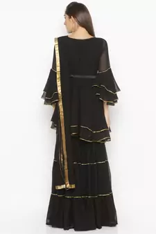 Black Embroidered Georgette Salwar