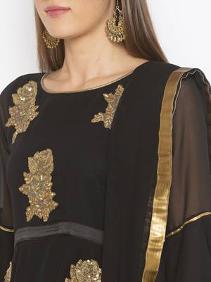 Black Embroidered Georgette Salwar 4
