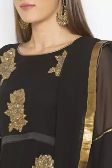 Black Embroidered Georgette Salwar