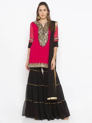 Pink Embroidered Georgette Salwar 1