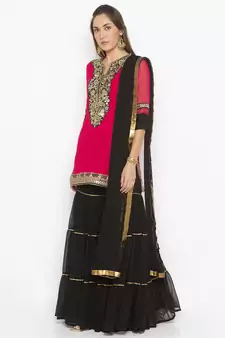 Pink Embroidered Georgette Salwar