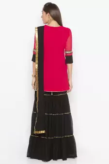 Pink Embroidered Georgette Salwar