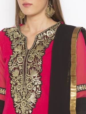 Pink Embroidered Georgette Salwar 4