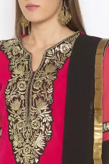 Pink Embroidered Georgette Salwar