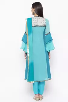 Blue Embroidered Georgette Salwar