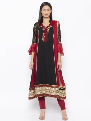 Black Embroidered Georgette Salwar 1