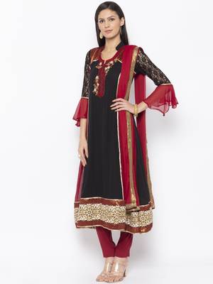 Black Embroidered Georgette Salwar 2