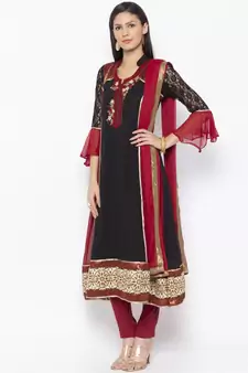Black Embroidered Georgette Salwar