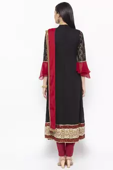Black Embroidered Georgette Salwar