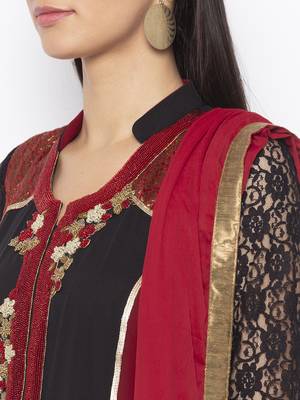 Black Embroidered Georgette Salwar 4