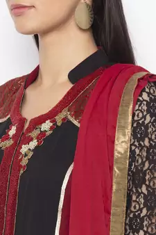 Black Embroidered Georgette Salwar