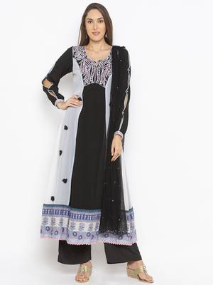 Black Embroidered Georgette Salwar 1