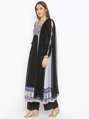 Black Embroidered Georgette Salwar 2