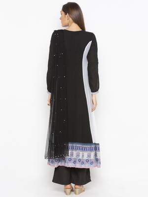Black Embroidered Georgette Salwar 3