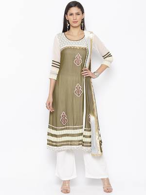 Green Embroidered Georgette Salwar 1