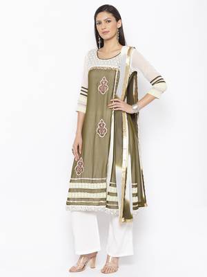Green Embroidered Georgette Salwar 2