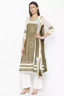 Green Embroidered Georgette Salwar