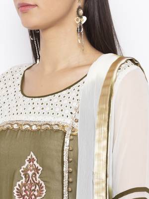 Green Embroidered Georgette Salwar 4