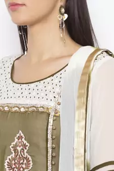 Green Embroidered Georgette Salwar