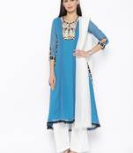 Blue Embroidered Georgette Salwar