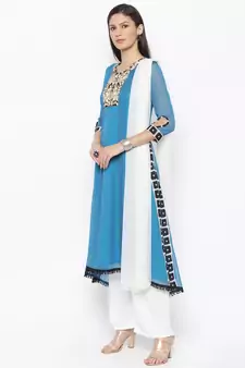 Blue Embroidered Georgette Salwar