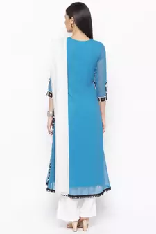 Blue Embroidered Georgette Salwar
