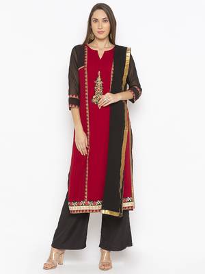 Maroon Embroidered Georgette Salwar 1