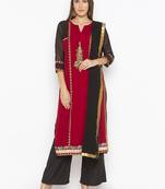 Maroon Embroidered Georgette Salwar