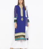 Dark Blue Embroidered Georgette Salwar