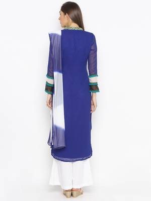 Dark Blue Embroidered Georgette Salwar 3