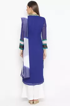 Dark Blue Embroidered Georgette Salwar
