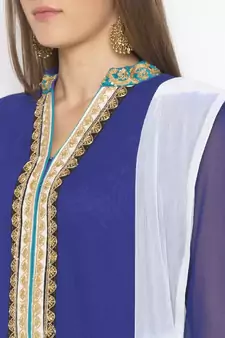 Dark Blue Embroidered Georgette Salwar