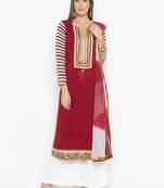 Maroon Embroidered Georgette Salwar