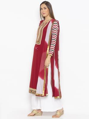 Maroon Embroidered Georgette Salwar 2