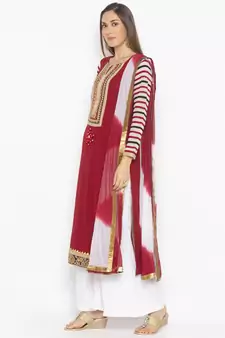 Maroon Embroidered Georgette Salwar