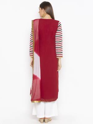 Maroon Embroidered Georgette Salwar 3