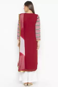 Maroon Embroidered Georgette Salwar