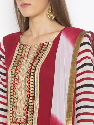 Maroon Embroidered Georgette Salwar 4