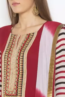 Maroon Embroidered Georgette Salwar