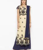 Beige Embroidered Faux Net Salwar