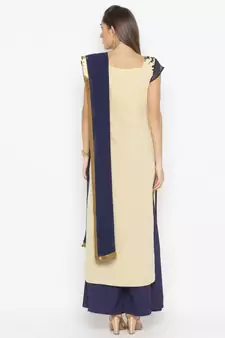 Beige Embroidered Faux Net Salwar