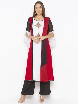 Off White Embroidered Georgette Salwar 1