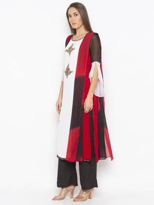 Off White Embroidered Georgette Salwar 2