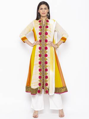 Off White Embroidered Georgette Salwar 1